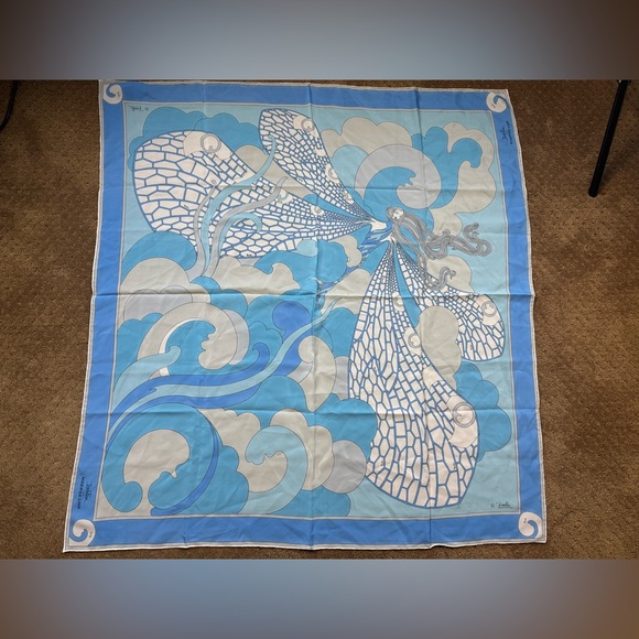 Mid 1960’s vintage Emilio Pucci for Maersk Line 'Libellula' silk scarf